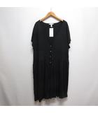 エイチ&エム H&M 半袖 レーヨン ワンピース XL 黒 ブラック タグ付き