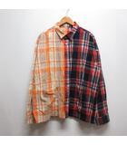 ディスカバード DISCOVERED チェック柄 フランネル シャツ 2 赤ネイビー×オレンジ系 ポケット有り 長袖 日本製