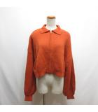 襟付き ジップ ニット カーディガン M オレンジ