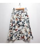 スエードタッチ 花柄 スカート 11 オフホワイト 裏地付き