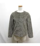 ユニクロ UNIQLO 美品 スムースヤーン フリース ノーカラー ジャケット S グレー