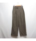 ローリーズファーム LOWRYS FARM ストライプ柄 タック ワイド パンツ M 茶 ブラウン ジッパーフライ