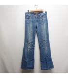 フレア デニム パンツ ジーンズ 24 ブルー ローライズ ジッパーフライ アメリカ製