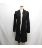 ウール100% ロング ジャケット コート S 黒 ブラック 袖ニット素材 ボタンなし 前開き