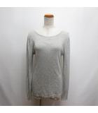 長袖 ワイド リブ ニット カットソー 2 杢グレー 薄手 ウール混