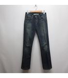 セミフレア デニム パンツ ジーンズ 24 インディゴ ブーツカット ローライズ ジッパーフライ ストレッチ USA製