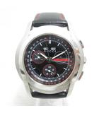 5500 クロノグラフ トリプルカレンダー クォーツ 腕時計 黒文字盤 シルバー色 ステンレススチール レザーベルト ☆AA★