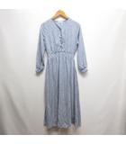 グラシア GLACIER 美品 花柄 長袖 ロング フレア ワンピース S ブルー 裏地付き