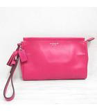 コーチ COACH レザー ポーチ リストレット ピンク ストラップ着脱 タッセル ☆AA★