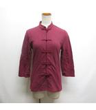 コキュデップ COCUE dep 七分袖 チャイナ シャツ カットソー 赤紫 バーガンディ 日本製