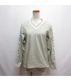 ミズノ MIZUNO 美品 ゴルフウェア ウーブンジャケット ブルゾン M 薄カーキ スタッズロゴ Vネック 裏地メッシュ