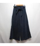 イーハイフンワールドギャラリー E HYPHEN WORLD GALLERY ウエストリボン コーデュロイ ワイド パンツ F ネイビー ウエストゴム 裏地付き