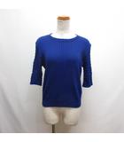 ジュンコシマダパート2 JUNKO SHIMADA part2 五分袖 リブ ニット カットソー M 青 ブルー 袖シアー 切替え