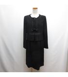 クリアインプレッション CLEAR IMPRESSION 美品 フォーマル ジャケット ワンピース セット 1/2 黒 ブラック リボン着脱 礼服 喪服