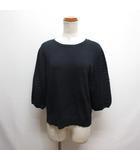 ジュンコシマダパート2 JUNKO SHIMADA part2 七分袖 ニット カットソー M 濃紺 ネイビー レースニット袖 切替え