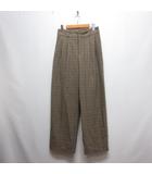 美品 チェック柄 タック ワイド パンツ L ベージュ