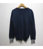 アズールバイマウジー AZUL by moussy 長袖 Vネック ニット カットソー S ネイビー シルク混