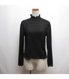 美品 シャーリング シアー ハイネック トップス M 黒 ブラック yz635 カットソー