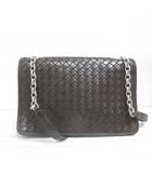 ボッテガヴェネタ BOTTEGA VENETA チェーン ショルダー バッグ イントレチャート レザー ブラウン 茶 鞄 フラップ 編み込み ☆AA★