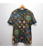 美品 ステンドグラス風 プリント 半袖 Tシャツ カットソー クラウン 48 黒 ブラック G8KC0T FS7TU イタリー製 正規品