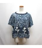 wind dance 半袖 ブラウス カットソー ネイビー×白 ps1493 Tシャツ コットン 日本製