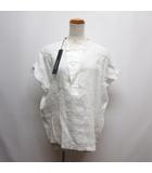 ミズイロインド mizuiro ind 半袖 麻リネン ブラウス プルオーバー カットソー オフホワイト 日本製 タグ付き