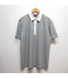 バーバリーゴルフ BURBERRY GOLF 美品 ゴルフウェア 半袖 ポロシャツ 4 グレー系 ボーダー柄 カットソー 日本製 正規品