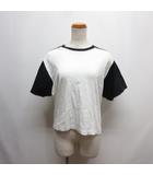 配色切替え 半袖 Tシャツ カットソー 1 白×黒 バイカラー 日本製