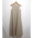 美品 コットン ナイロン フレア ワンピース 36 ベージュ 31-109-11-050323 ノースリーブ マキシ ロング