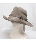 ロペピクニック ROPE Picnic PASSAGE つば広 リボン ペーパー ハット 麦わら 帽子 F 茶 ブラウン サイズ調節紐付き タグ付き