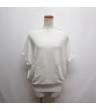 二の腕が隠れる ニット プルオーバー 38 オフホワイト 半袖 UVカット ドルマン カットソー タグ付き