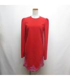 ディースクエアード DSQUARED2 長袖 ワンピース ドレス 裾レース 切替え リボン 38 赤 レッド S72CV0462 S60567 イタリア製 正規品 タグ付き