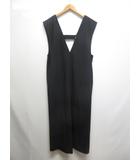 パリゴ PARIGOT 深Vネック マキシ ワンピース ドレス F 黒 ブラック ジャンパースカート ロング ノースリーブ