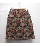 ビス ViS 花柄 ジャガード スカート F 黒 ブラック ウエストバックゴム 裏地付き