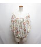 ジェラートピケ gelato pique 美品 バタフライスリーブ 花柄 カットソー F アイボリー ルームウェア