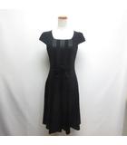 トゥービーシック TO BE CHIC フレンチスリーブ リボン ワンピース ドレス 40 黒 ブラック 半袖 ストライプ調 裏地付き 日本製