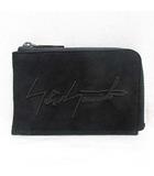 ヨウジヤマモト YOHJI YAMAMOTO Signature short wallet Nuback シグネチャー ショート ウォレット ヌバック 財布 L字ファスナー 黒 ブラック ロゴ刺繍