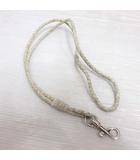 ボッテガヴェネタ BOTTEGA VENETA ネックストラップ イントレチャート レザー アイボリー シルバー色金具 ☆AA★