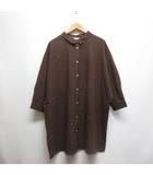 コットン リネン ビッグシルエット チュニック F 茶 ブラウン CLC-1711006 9分袖 シャツ
