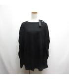 クルーネック ギャザーショルダー チュニック 黒 ブラック 4-229727 長袖 ニット カットソー タグ付き