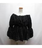 シアー バルーンスリーブ ペプラム トップス カットソー F 黒 ブラック pm372 長袖 オフショル タグ付き