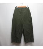 サクラ SACRA 美品 ワイド パンツ 38 カーキ コットン 麻リネン混 ジッパーフライ 裏地付き 日本製