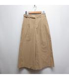 ヒューマンウーマン HUMAN WOMAN ガウチョ パンツ S ベージュ ストレッチ コットン ワイド ジッパーフライ