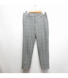 グリーンレーベルリラクシング ユナイテッドアローズ green label relaxing チェック柄 ストレッチ テーパード パンツ 38 グレー ジッパーフライ