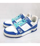 ルイヴィトン LOUIS VUITTON LVトレイナー ライン スニーカー 1A9V08 7.5 26cm マリーヌ ブルー ホワイト 青 白 レザー シューズ 箱 保存袋付き ☆AA★