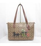 コーチ COACH CT254 ギャラリー トート バッグ シグネチャー キャンバス フローラル ホース アンド キャリッジ ブラウン ☆AA★
