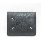 メゾンマルジェラ 11 Maison Margiela 11 美品 4ステッチ ポッパー ウォレット 二つ折り 財布 レザー ミニ コンパクト 黒 ブラック S56UI0140 箱付き