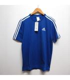 アディダス adidas エッセンシャルズ スリーストライプス 半袖 Tシャツ M ブルー HE4410 スポーツウェア タグ付き