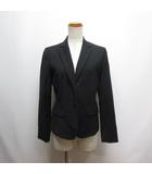 コムサイズム COMME CA ISM ストライプ柄 テーラード ジャケット S 黒 ブラック ストレッチ 背抜き付き 春夏用