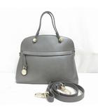 フルラ FURLA パイパー M 2WAYショルダー ハンド バッグ グレー レザー 本革 イタリア製 パドロック 保存袋